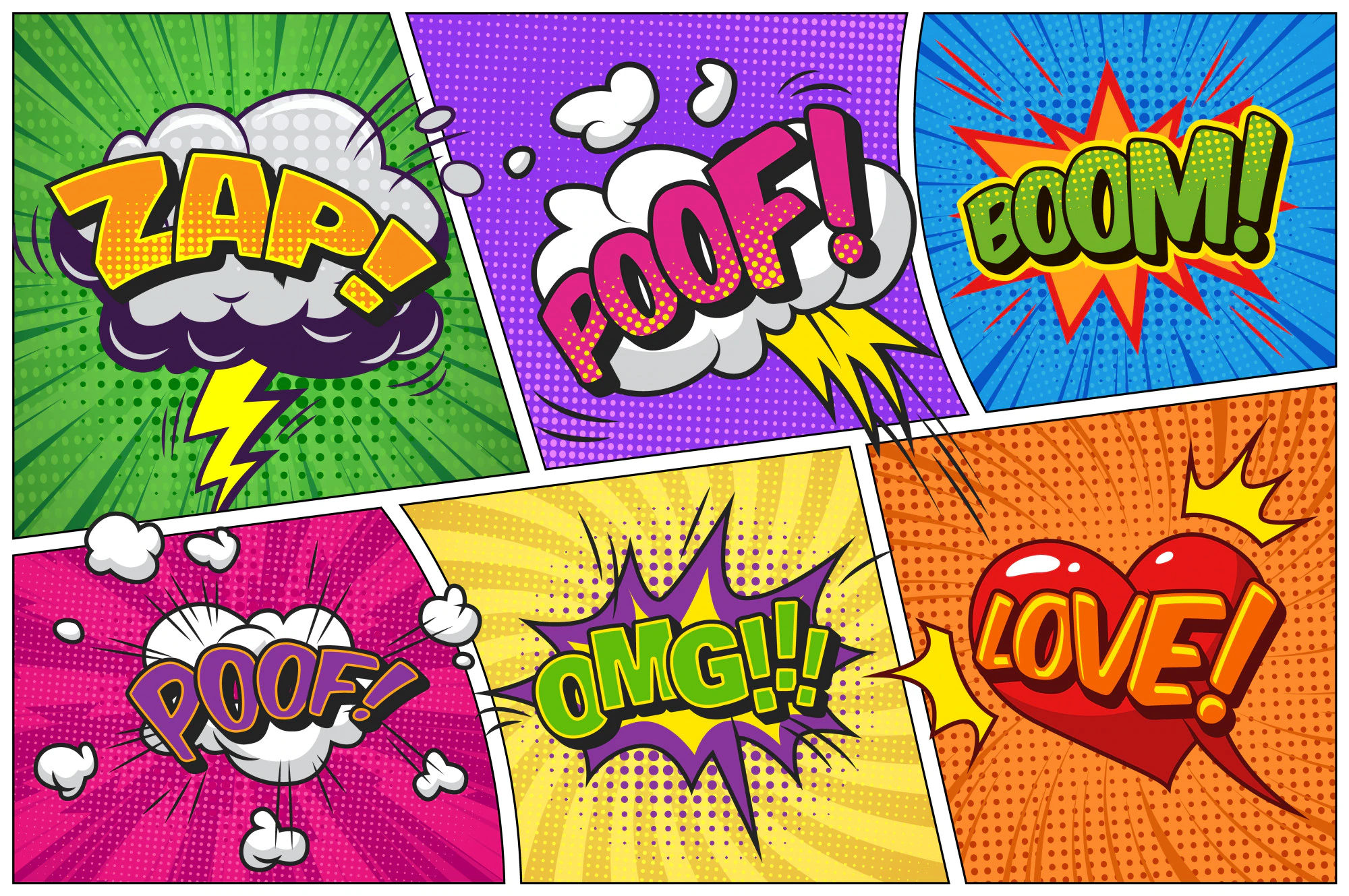 comic bright template with speech bubbles on colorful frames 225004 687