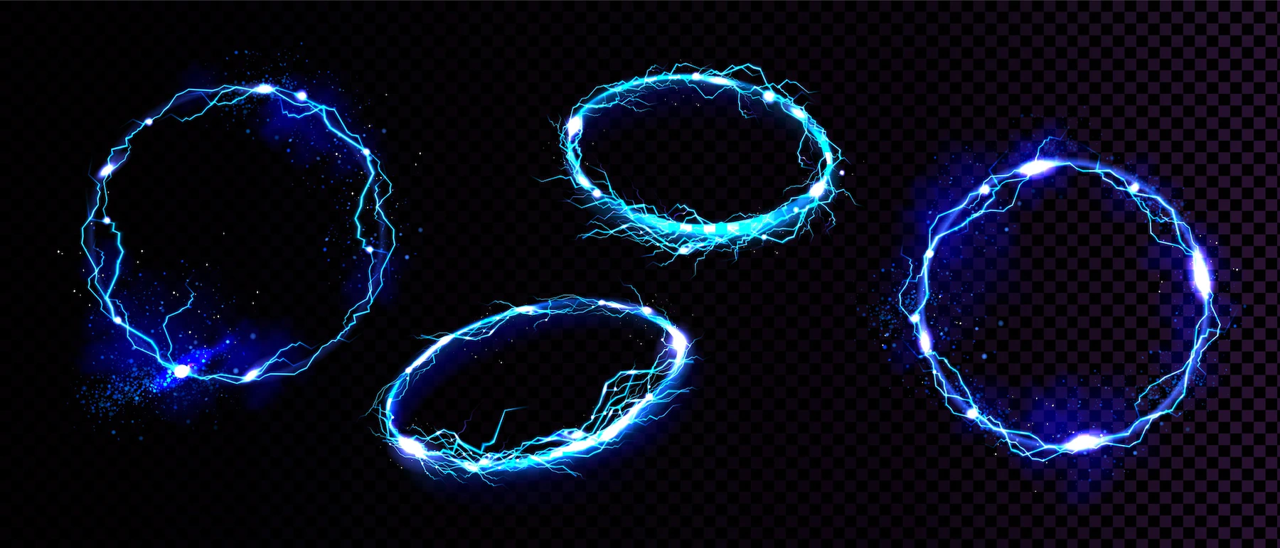 electric lightning frames circle digital glowing borders in front and angle view vector realistic set of blue round sparking discharge isolated 107791 4189