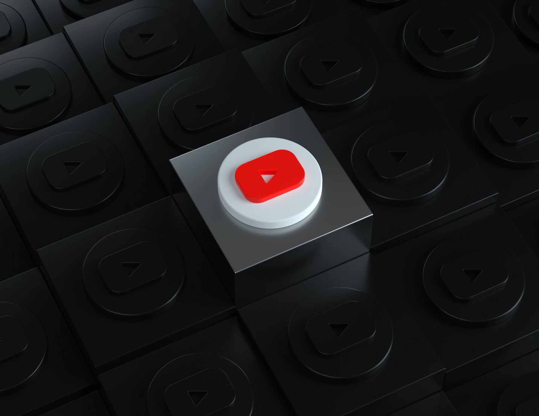 3d youtube logo on a silver stand with dark logos in the background 134542 607
