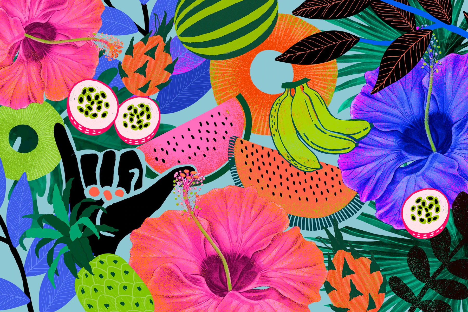 colorful tropical pattern background illustration 53876 104122