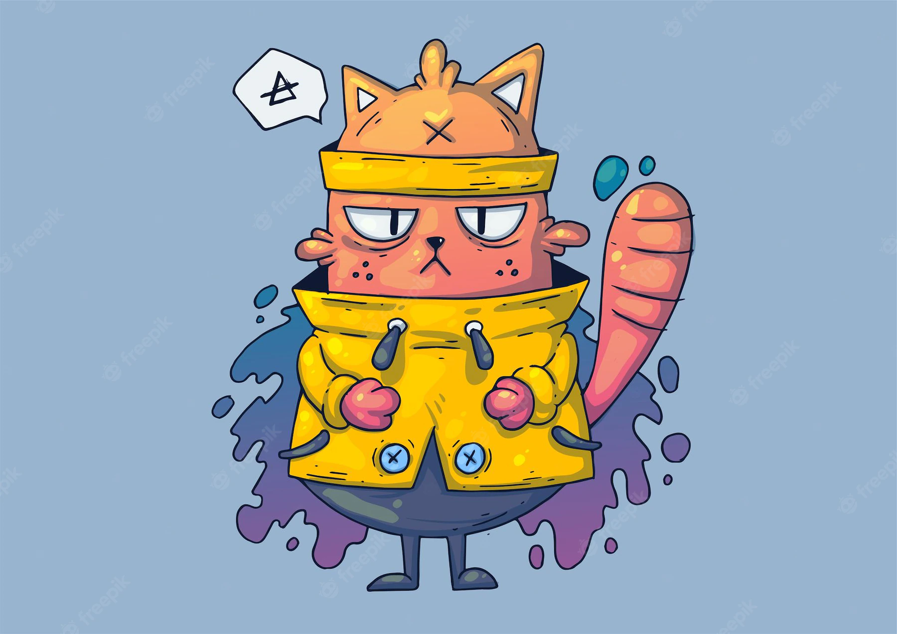 creative cartoon illustration funny cat in a yellow sweater 122058 892