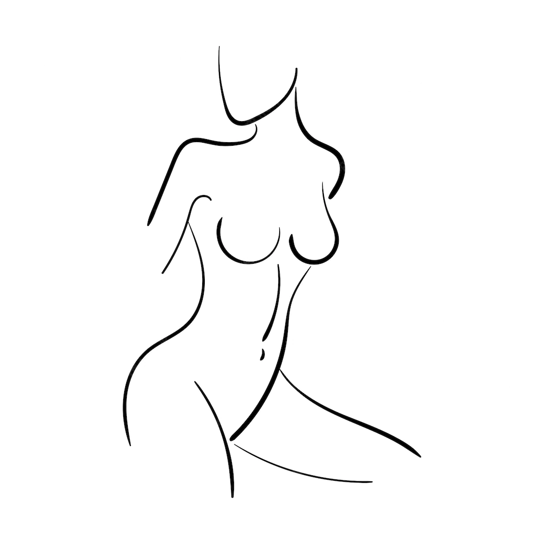 female silhouette in a bathing suit simple lines ink drawing black and white 506744 331