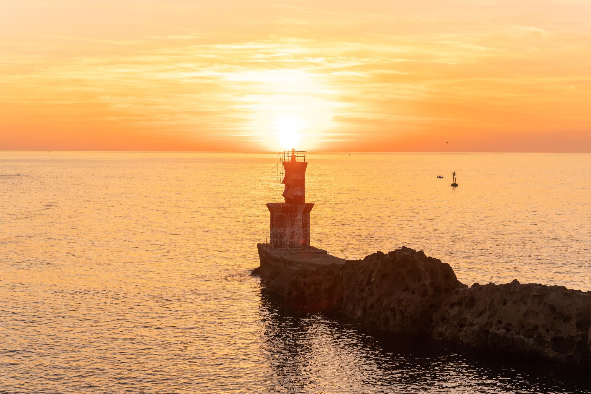 beautiful orange sunset lighthouse bay pasaia town san juan gipuzkoa basque country 242111 21598