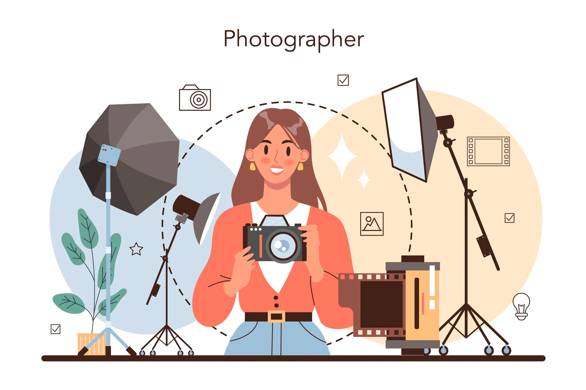 photographer concept professional photographer with camera taking pictures studio artistic occupation photography journalism isolated flat vector illustration 613284 1907