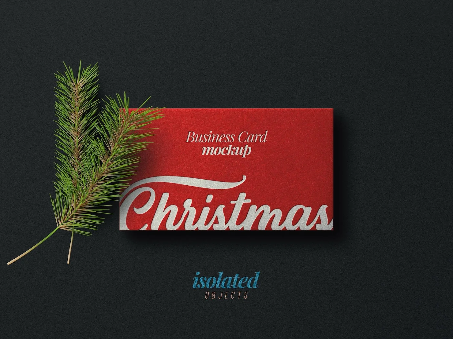 business card mockup with realistic embossed effects decorated with bunch pine leaves 103373 468