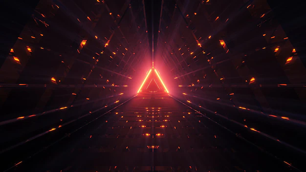 cool triangular shaped illustration with futuristic sci fi techno lights background 181624 61216