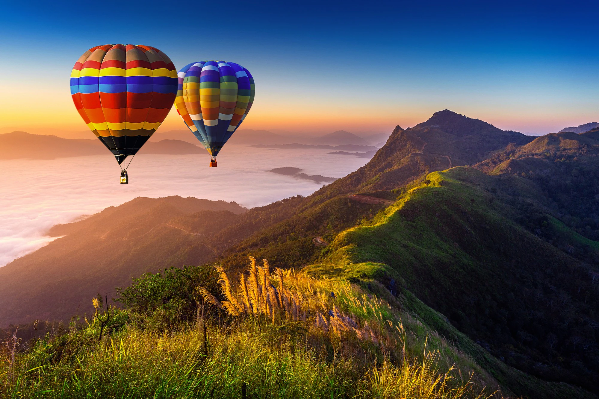 landscape morning fog mountains with hot air balloons sunrise 335224 794 1