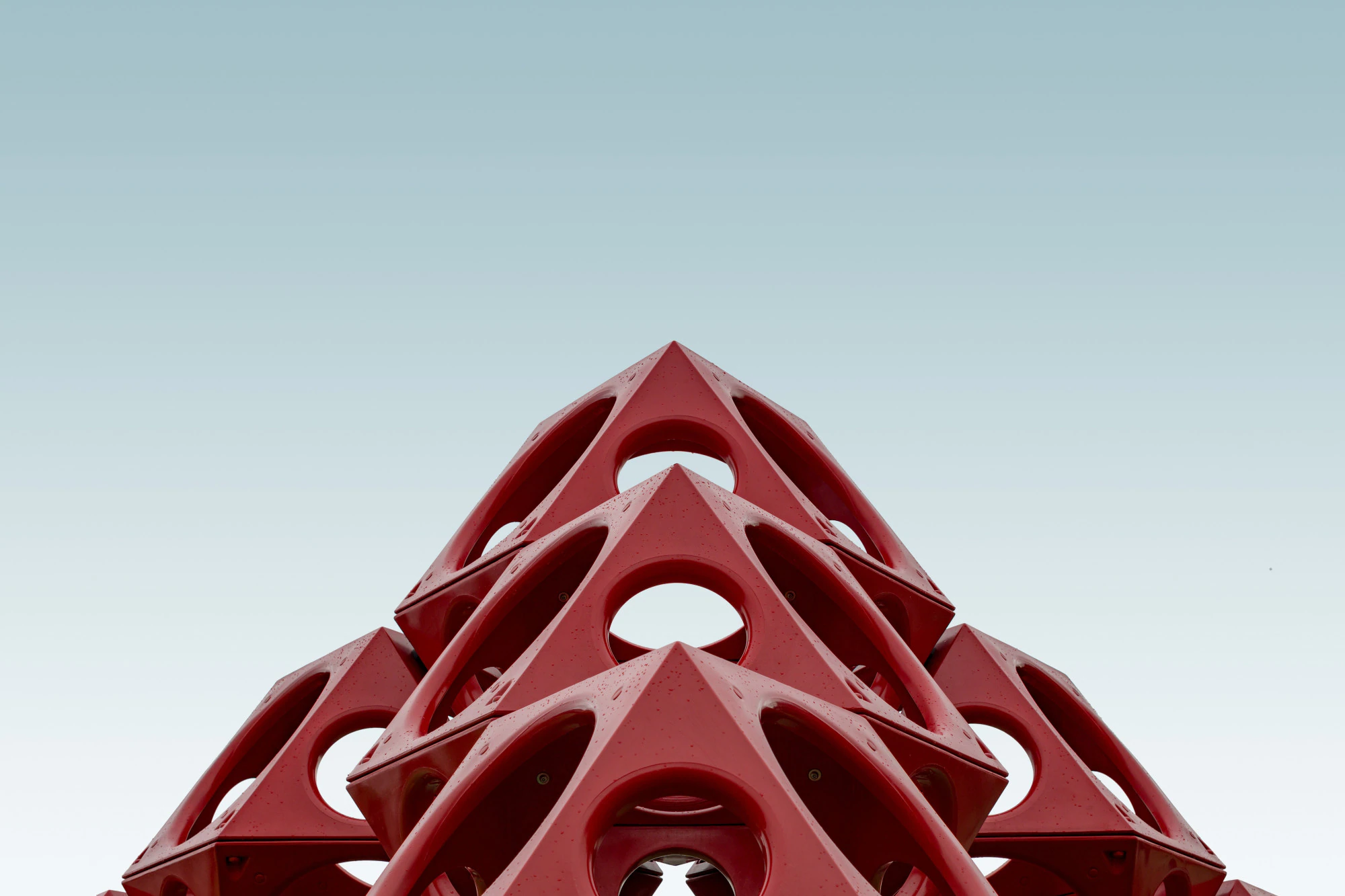low angle red geometrical structure blue sky 181624 6493