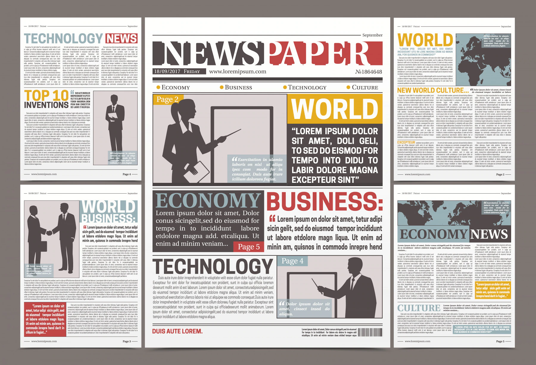 newspaper template design with financial articles news advertising information flat 1284 32052