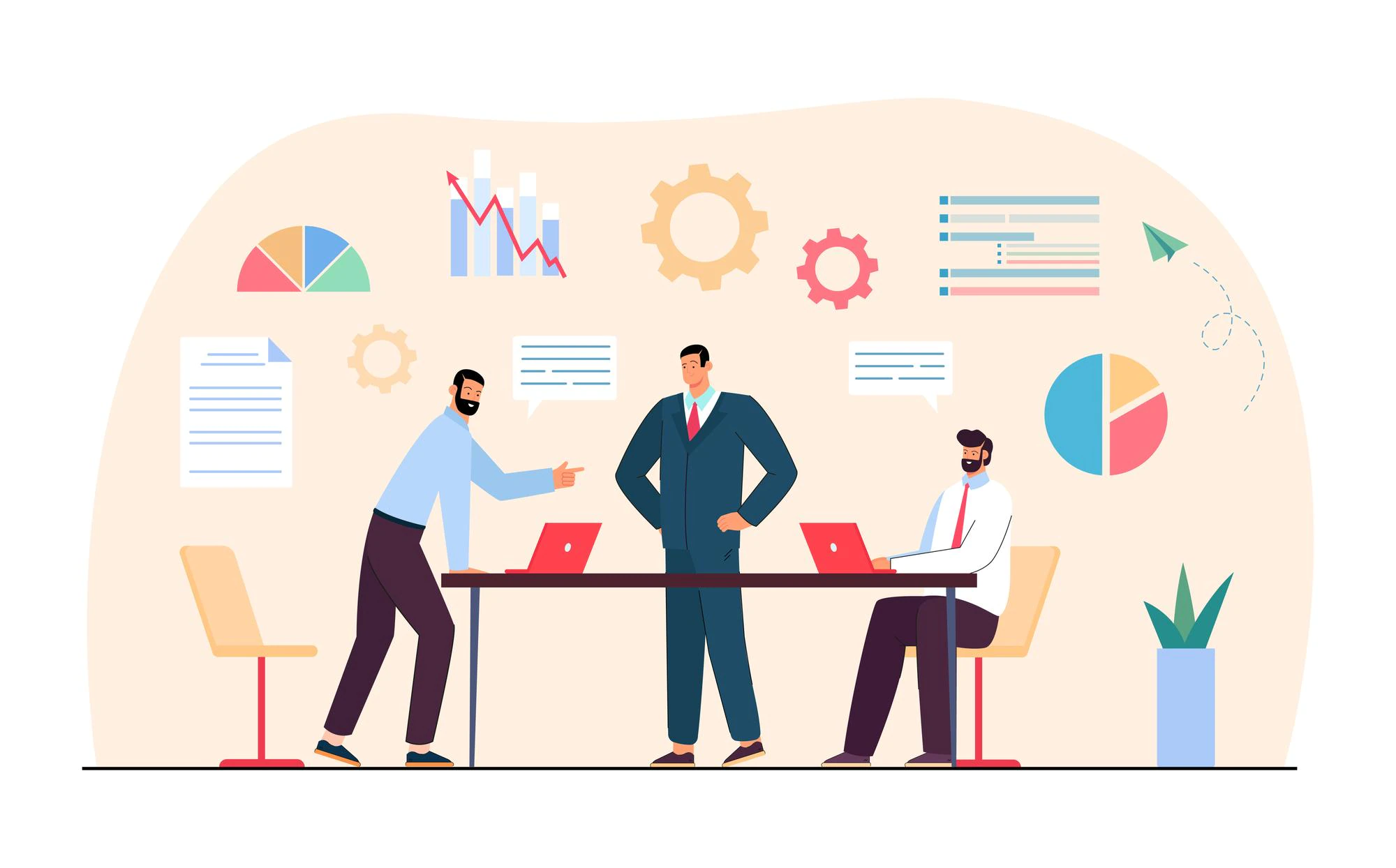 team company people working business project together office workers meeting flat vector illustration workflow teamwork concept banner website design landing web page 74855 25316