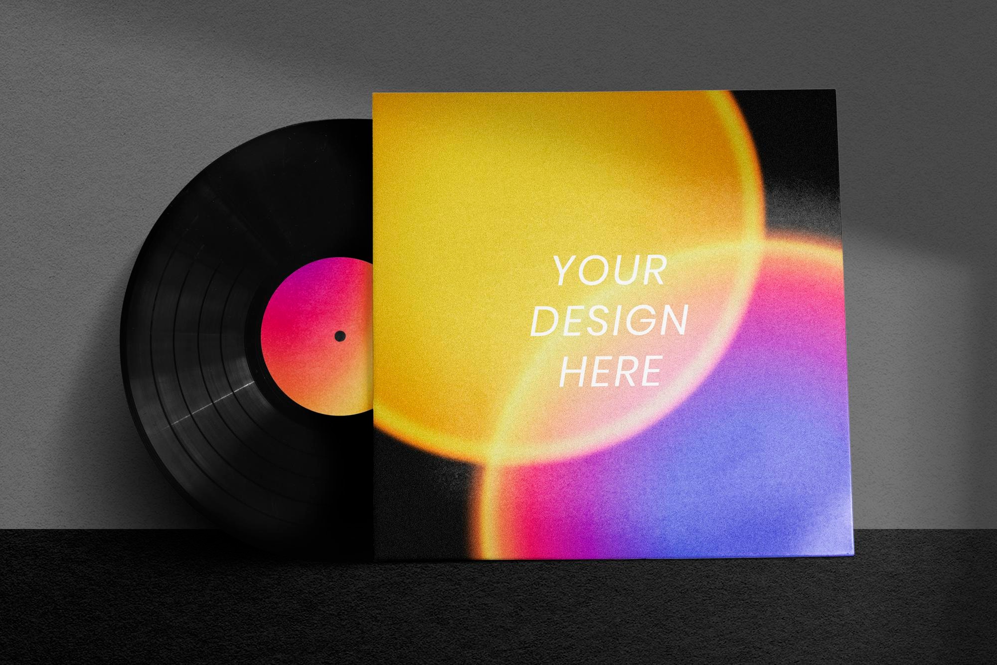 vinyl record psd mockup with aesthetic led light 53876 114522