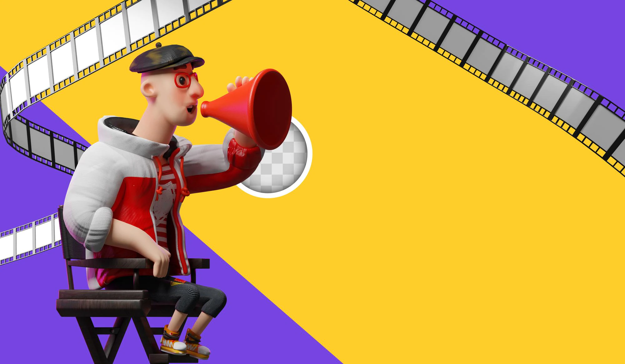 cinema banner with tapes 3d illustration 1419 2562